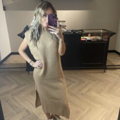 KNITTED MAXI DRESS CAMEL