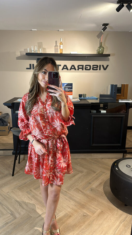 SUMMER DRESS PALM RED