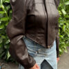 SCULPT PU JACKET BROWN