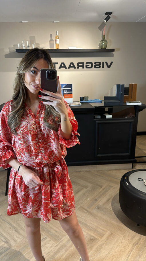 SUMMER DRESS PALM RED - Afbeelding 2
